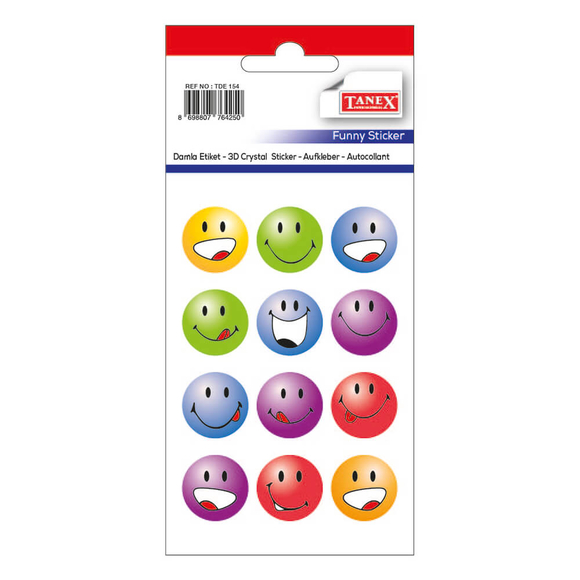 Tanex Gülen Yüz Etiketi Karışık 20 mm TDE154