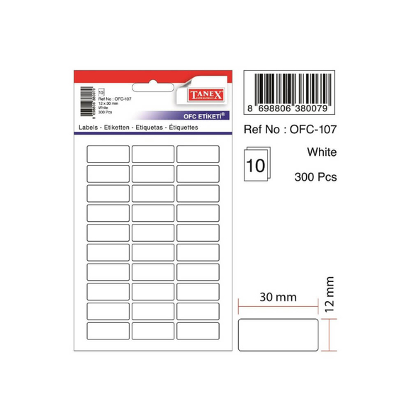 Tanex Ofis Etiketi 12x30 mm OFC-107