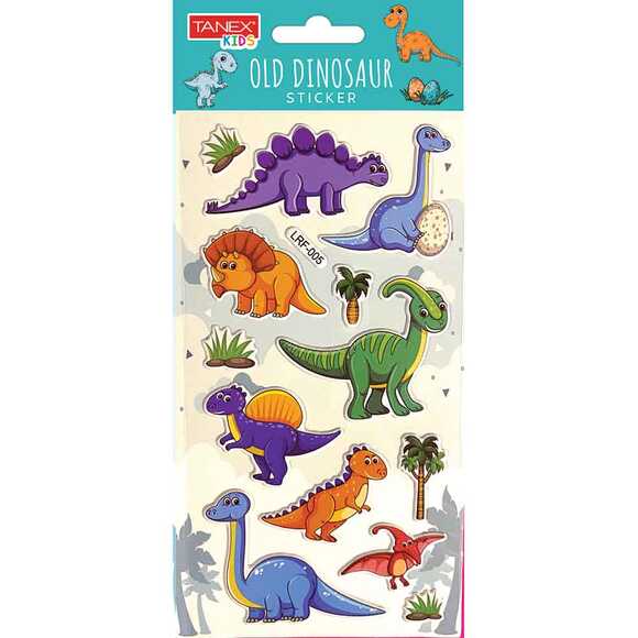 Tanex Old Dinosaur Sticker - 4 Puffy Etiket TNX-5073 