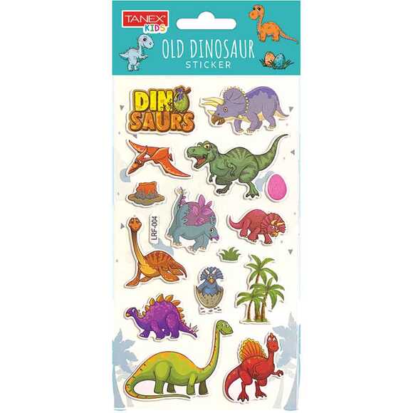 Tanex Old Dinosaur Sticker - 6 Puffy Etiket TNX-5075 