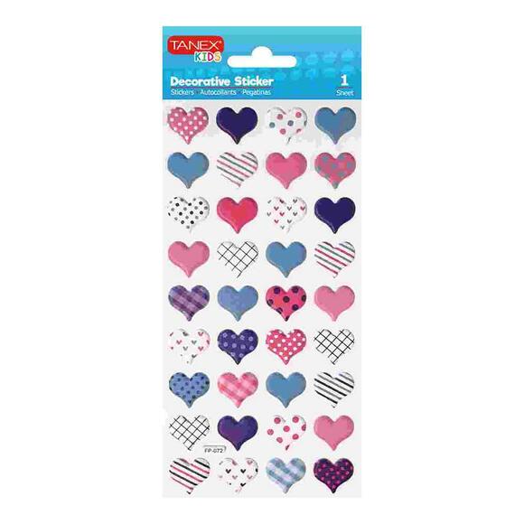 Tanex Renkli Kalpler Puffy Sticker TNX-25118