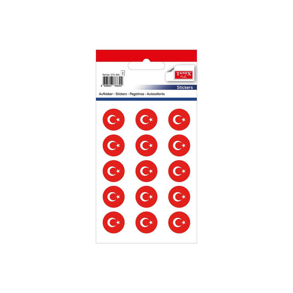 Tanex Türk Bayrağı Etiketi 2 Adet 20 mm STC254