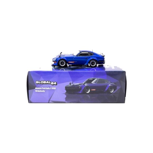 Tarmac Works 1:64 Nissan Fairlady Z S30 Widebody Blue - Designed by Jon Sibal T64G-062-BL