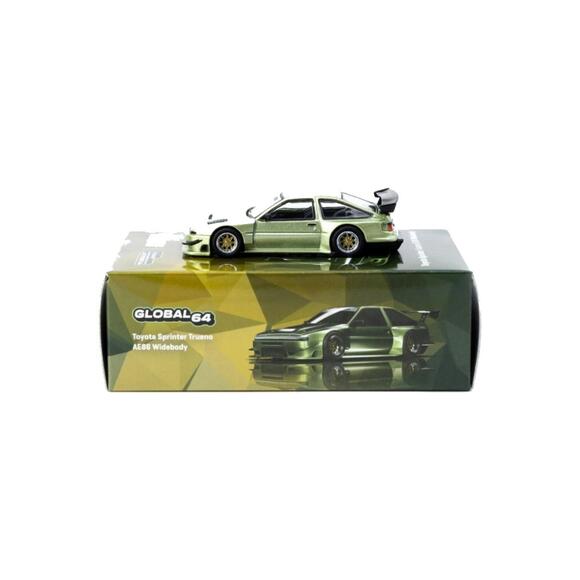 Tarmac Works 1:64 Toyota Sprinter Trueno AE86 Widebody Green - Designed by Jon Sibal T64G-060-GR