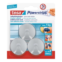 Tesa Powerstrips Kanca Yuvarlak Küçük Krom 57578 - Thumbnail