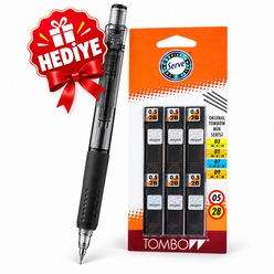 Tombow - Tombow Min 0.5mm 2B 6'lı Kalem Ucu + Bizno Versatil Kalem Hediyeli