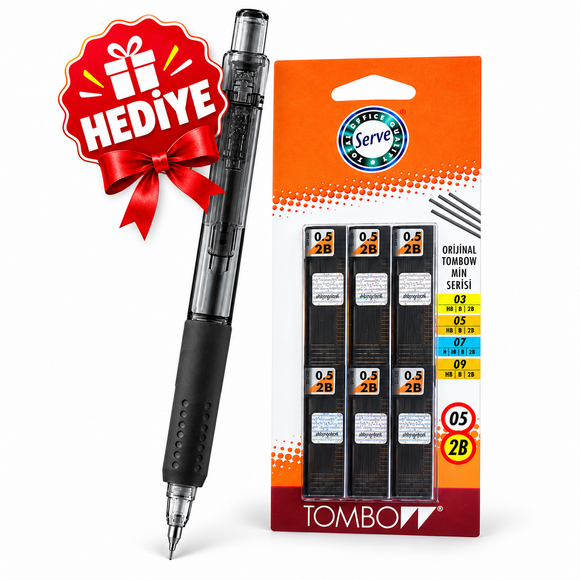 Tombow Min 0.5mm 2B 6'lı Kalem Ucu + Bizno Versatil Kalem Hediyeli