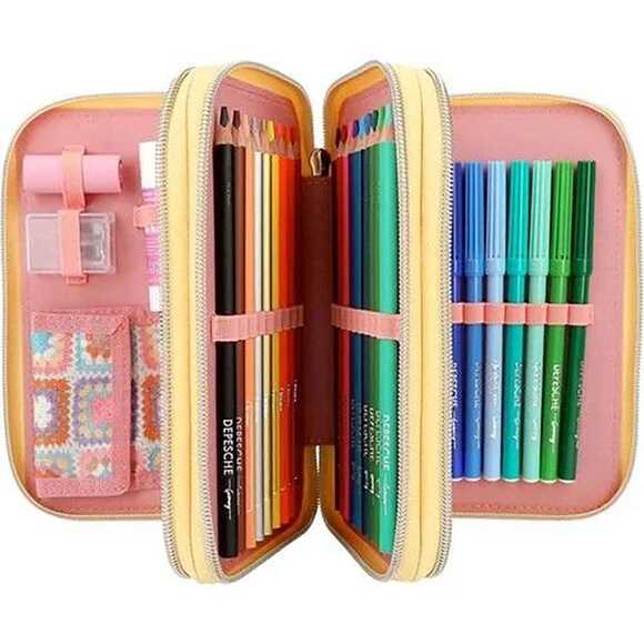 Top Model 3 Katlı Dolu Kalem Kutu Hippi