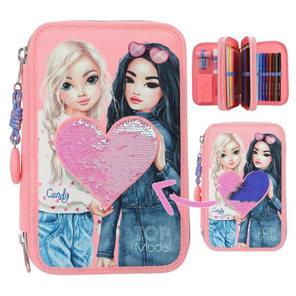 Top Model 3 Katlı Dolu Kalem Kutu Kalp Pullu 412950