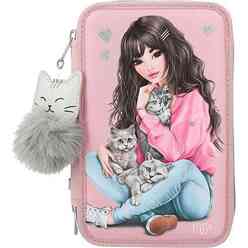 Top Model 3 Katlı Dolu Kalem Kutu Kedili - Thumbnail