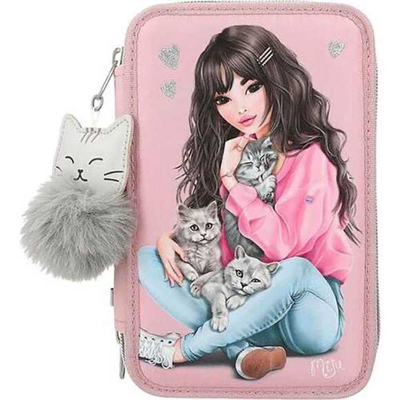 Top Model 3 Katlı Dolu Kalem Kutu Kedili
