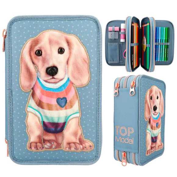 Top Model 3 Katlı Dolu Kalem Kutu Köpekli