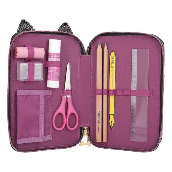 Top Model 3 Katlı Dolu Kalem Kutusu Peluş Rebel Kitty 413020 