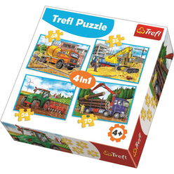 Trefl Large Construction Machines 4’lü Puzzle Seti 34298 - Thumbnail