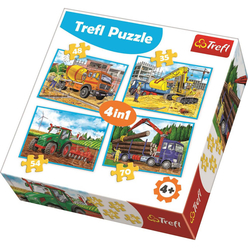 Trefl - Trefl Large Construction Machines 4’lü Puzzle Seti 34298