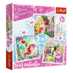 Trefl - Trefl Puzzle Rapunzel 3’lü Aurora and Ariel 20+36+50 Parça