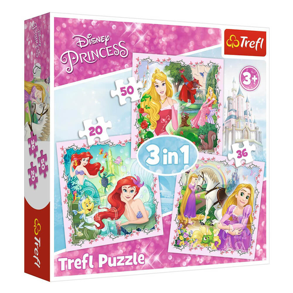 Trefl Puzzle Rapunzel 3’lü Aurora and Ariel 20+36+50 Parça