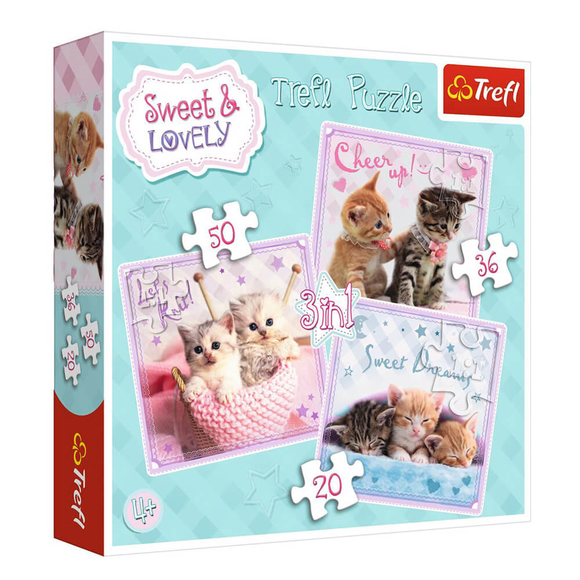 Trefl Puzzle Sweet Kittens 3’lü 20+36+50 Parça 34809