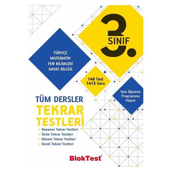 Tudem 3. Sınıf Bloktest Tüm Dersler Tekrar Testleri