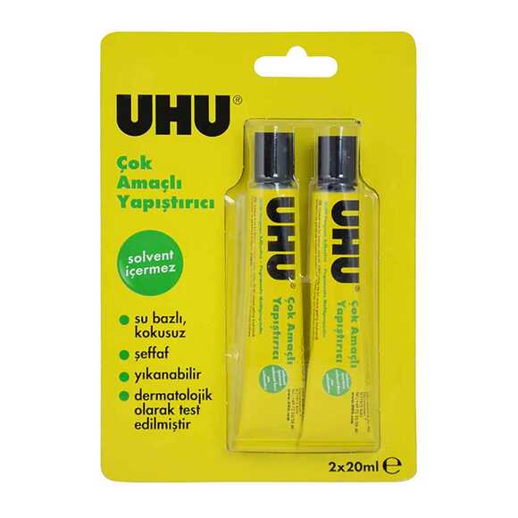 Uhu Çok Amaçlı Sıvı Yapıştırıcı 20ml 2’li Blister Solvent İçermez 37995-B2