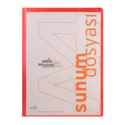 Umix - Umix Önden Cepli Sunum Dosyası A4 20’li Kırmızı U1102P-KI