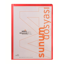 Umix - Umix Önden Cepli Sunum Dosyası A4 80’li Kırmızı U1106P-KI