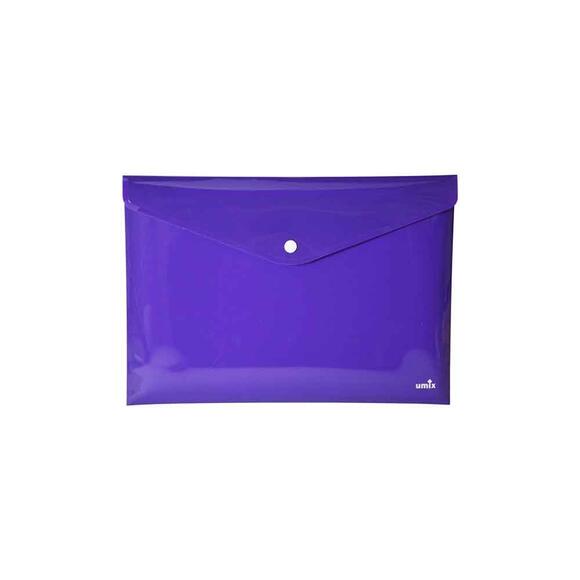 Umix U1121N-MO Çıtçıtlı Şeffaf Zarf Dosya Mor