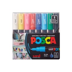 Uni Posca PC-1M/8C Set 0.7 Su Bazlı Poster Markörü Ana Renkler 8’Li Set - Thumbnail