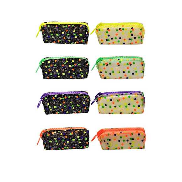 Unicus Big Zip Neon Puantiyeli Şeffaf Kalem Kutu UNCS-950