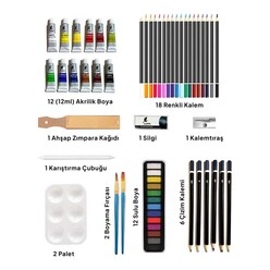 Valetta Bergamo Ahşap Taşıma Çantalı Çizim Ve Boyama Seti 56 Parça VLT1574 - Thumbnail