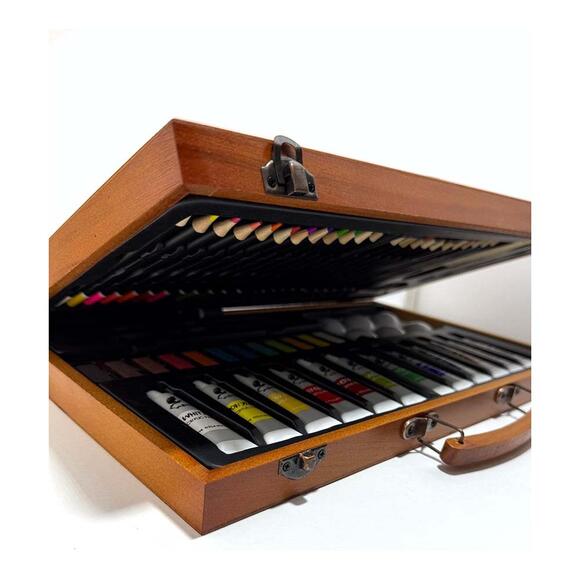 Valetta Bergamo Ahşap Taşıma Çantalı Çizim Ve Boyama Seti 56 Parça VLT1574