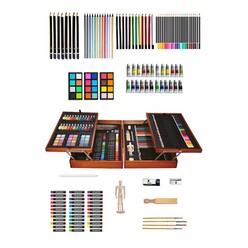 Valetta - Valetta Mendoza Ahşap Kutulu Çift Kat Çizim Ve Boyama Seti 185 Parça VLT1576