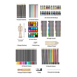 Valetta Mendoza Ahşap Kutulu Çift Kat Çizim Ve Boyama Seti 185 Parça VLT1576 - Thumbnail