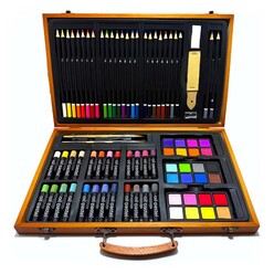 Valetta - Valetta Monza Ahşap Taşıma Çantalı Çizim Ve Boyama Seti 80 Parça VLT1572