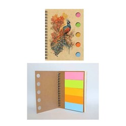 Wenote - Wenote Yapışkan Notluklu Spiralli Not Defteri 1-60 Yaprak 13x9,5