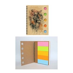 Wenote - Wenote Yapışkan Notluklu Spiralli Not Defteri 2-60 Yaprak 13x9,5