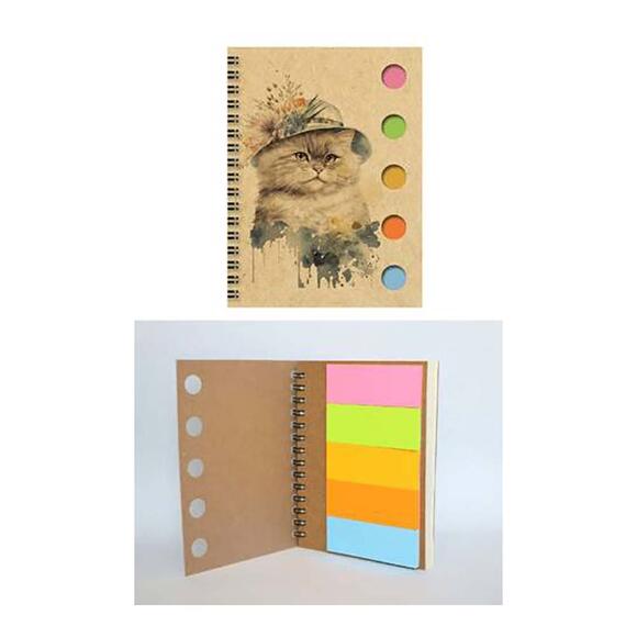 Wenote Yapışkan Notluklu Spiralli Not Defteri 3-60 Yaprak 13x9,5