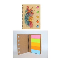 Wenote - Wenote Yapışkan Notluklu Spiralli Not Defteri 4-60 Yaprak 13x9,5