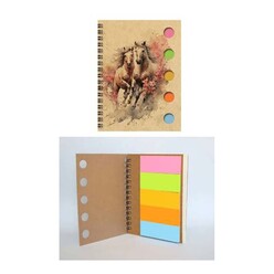 Wenote - Wenote Yapışkan Notluklu Spiralli Not Defteri 5-60 Yaprak 13x9,5