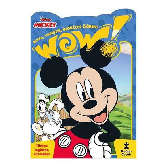 Wow! Disney Junior Mickey Boyama Kitabı - Boya Yapıştır İngilizce Öğren! Türkçe İngilizce Sözcükle