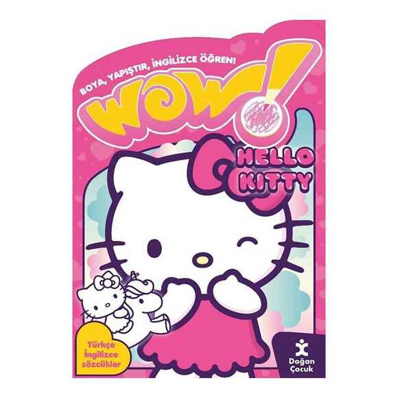 Wow! Hello Kity Boyama Kitabı - Boya Yapıştır İngilizce Öğren! Türkçe İngilizce Sözcükler