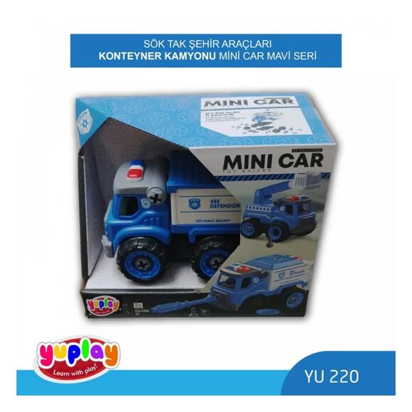 Yuplay Sök-Tak Şehir Araçları Konteyner Kamyonu Mavi Seri YU220