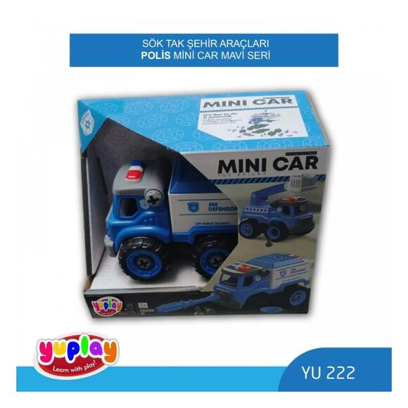 Yuplay Sök-Tak Şehir Araçları Polis Mini Car Mavi Seri YU222
