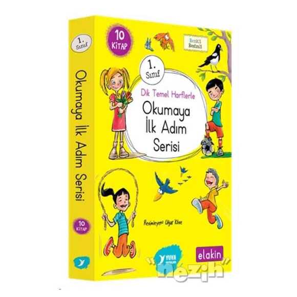 Yuva 1. Sınıf Dik Temel Harflerle Okumaya İlk Adım Serisi (Elakin) Yeni Ses Grupları (10 Kitap Takı